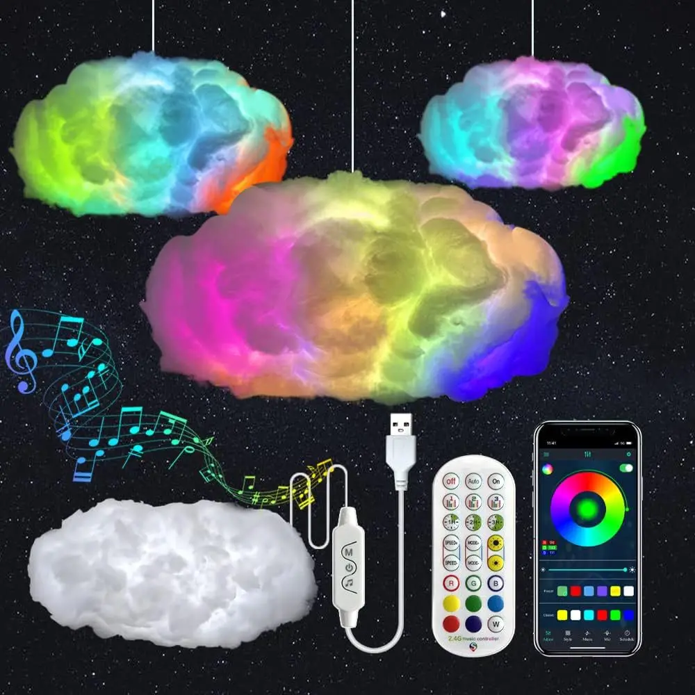 39.3inch 3D Thunder Cloud LED Ambient Light Remote and APP Control DIY Color Cha Review 2026: 208 Verified Reviews